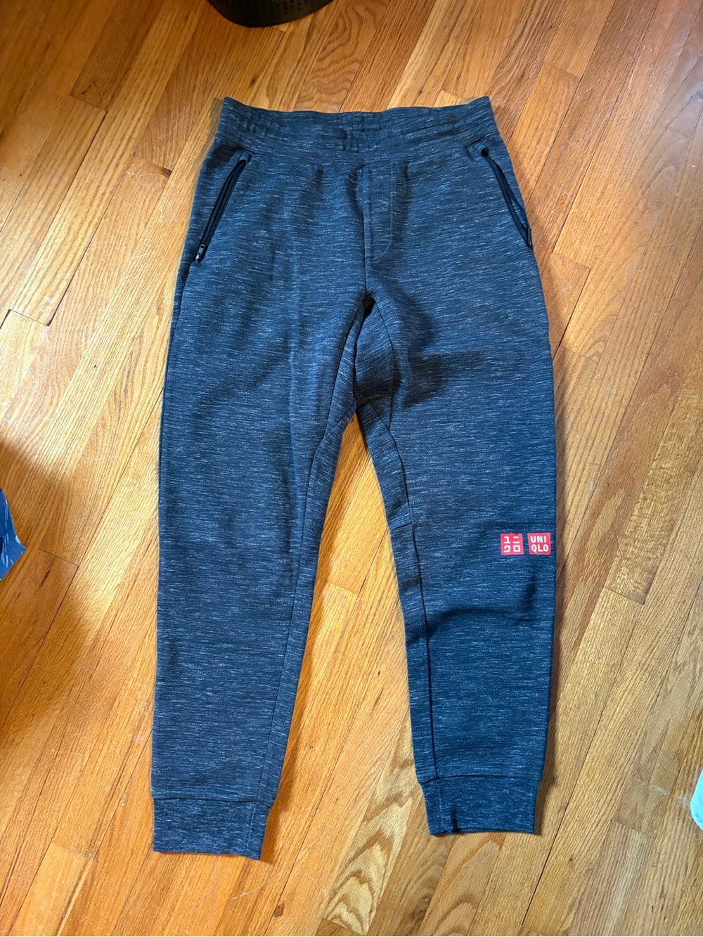 Uniqlo Dark Heather Gray Tech Fleece Tracksuit with Red Logo Patches - Picture 2 of 10